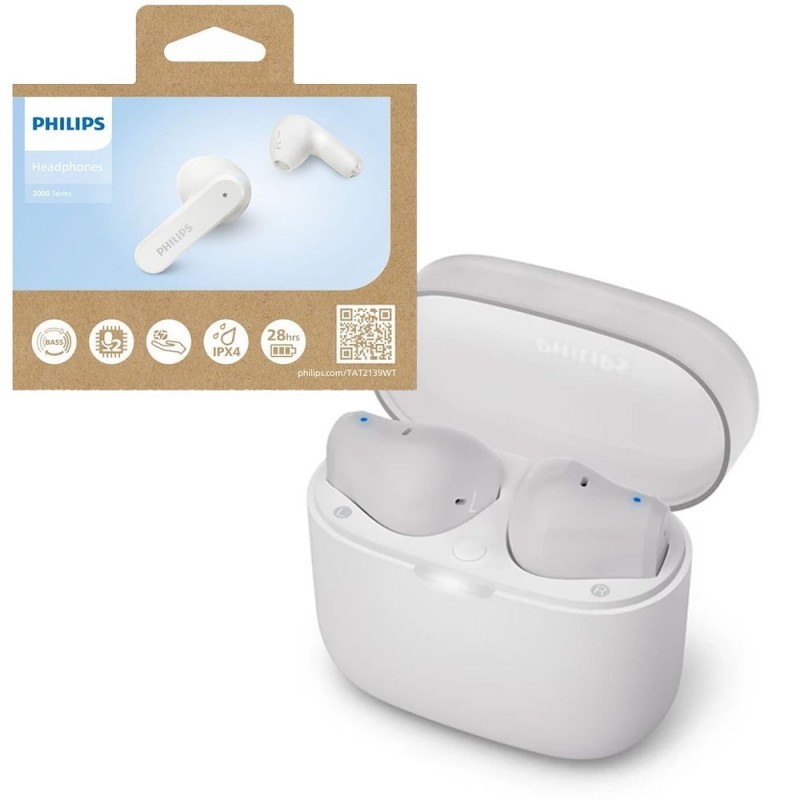 Philips TAT2139WT True Wireless In-Ear Bluetooth Headphones | White Philips TAT2139WT True Wireless In-Ear Bluetooth Headphones | White