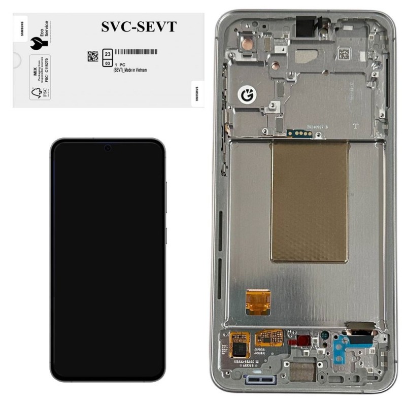 Samsung SERVICE PACK Display LCD ORIGINALE + Frame Galaxy S24 FE 5G 2024 S721 Silver Gray