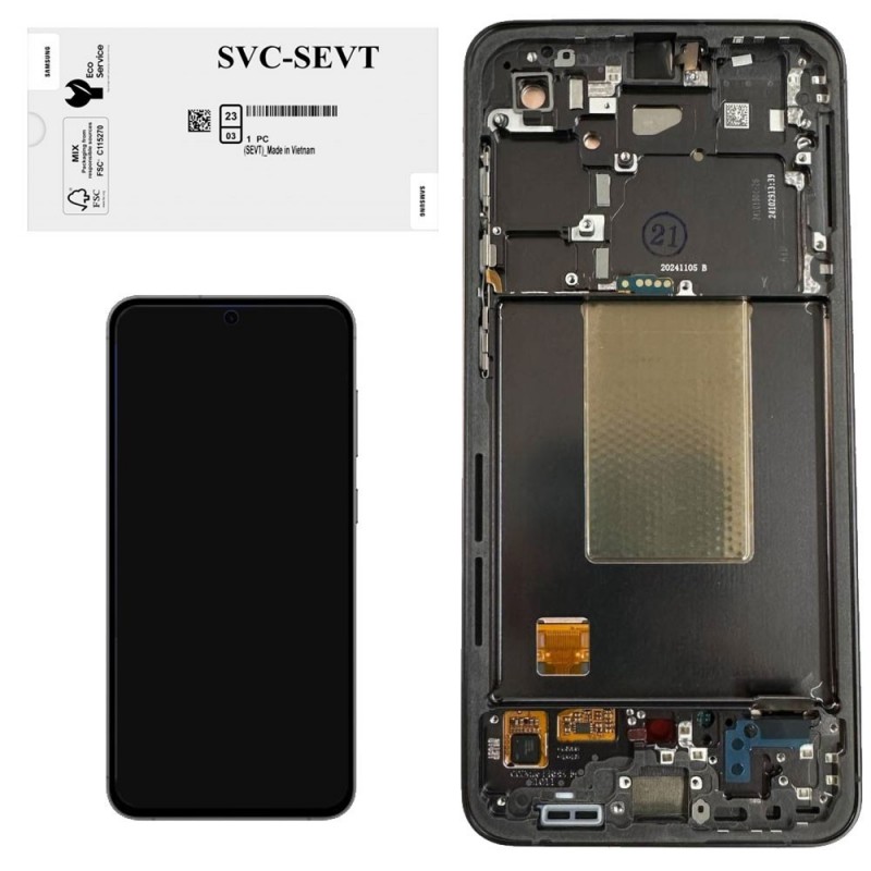 Samsung Service Pack Original LCD Display + Frame Galaxy S24 FE 5G 2024 S721 Graphite Black