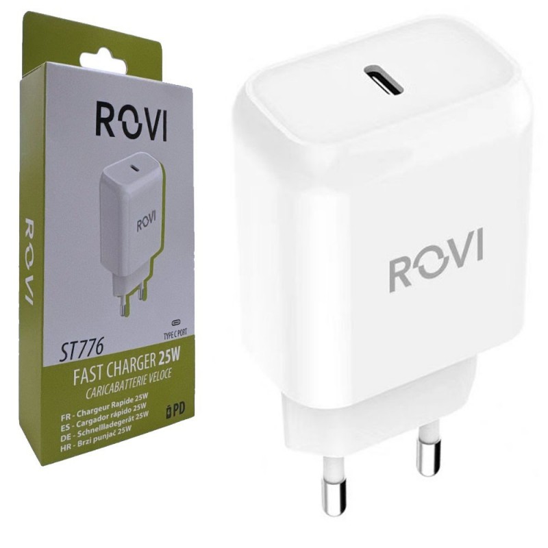 ROVI ST776 25W USB-C Fast Charger Power Delivery | White