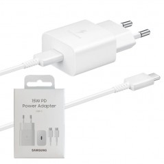 Foto di Samsung Caricabatterie + Cavo da USB-C a USB-C Fast Charging 15W EP-T1510XWEGEU Bianco - Samsung