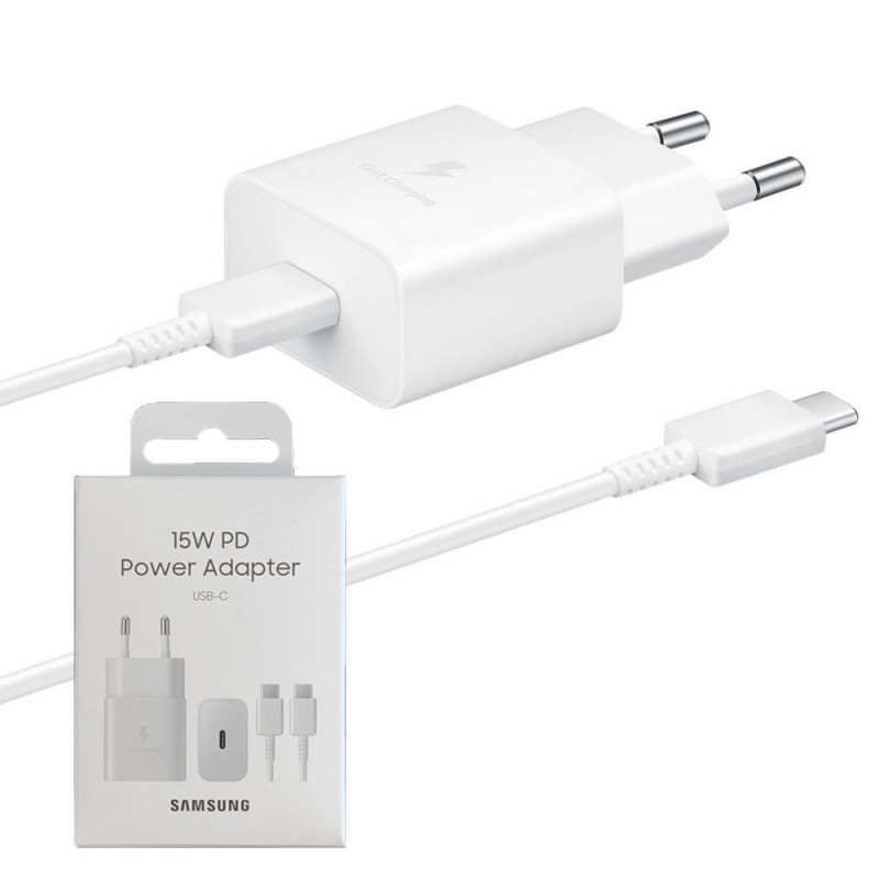 Samsung Caricabatterie + Cavo da USB-C a USB-C Fast Charging 15W EP-T1510XWEGEU Bianco