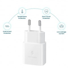Foto di Samsung Caricabatterie + Cavo da USB-C a USB-C Fast Charging 15W EP-T1510XWEGEU Bianco - Samsung