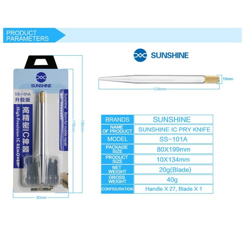 SUNSHINE SS-101A Impugnatura per Rimozione Chip IC Con Set Lame