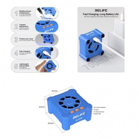 RELIFE RL-014E Lampada UV Curing Fan con Ventola di Raffreddamento
