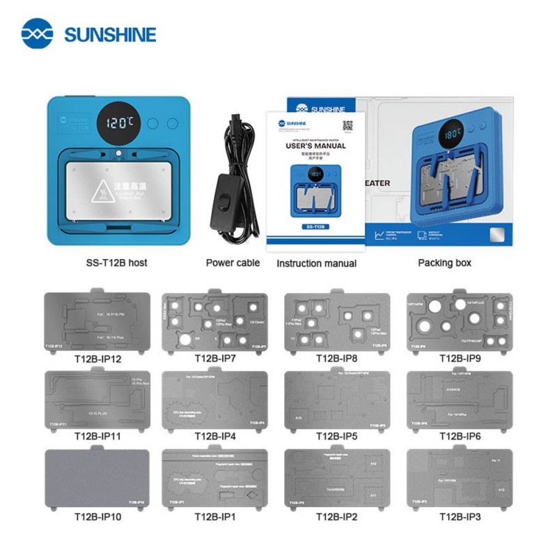 SUNSHINE SS-T12B Set Piattaforma di Riscaldamento Aggiornato fino a iPhone 16 (13-in-1)