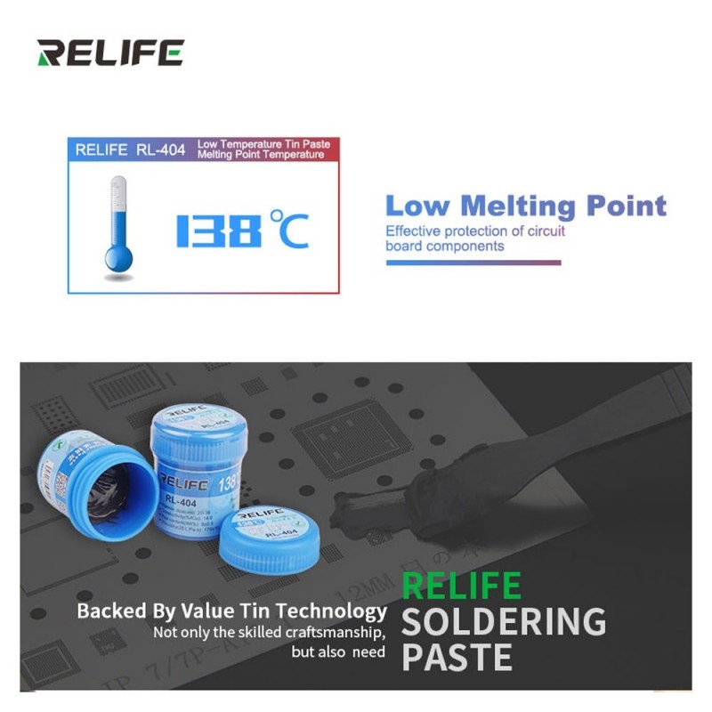  RELIFE RL-404 Low Temperature Solder Paste 138°C | 40g