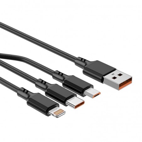 NCC Cavo di Ricarica da USB-A a USB-C - Lightning - Micro USB D120MCL 3 in 1 | 60W | 120cm