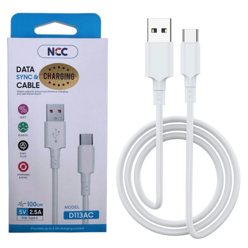 NCC Cavo di Ricarica da USB-A a USB-C TPE D113AC Charging Data Cable | 1M