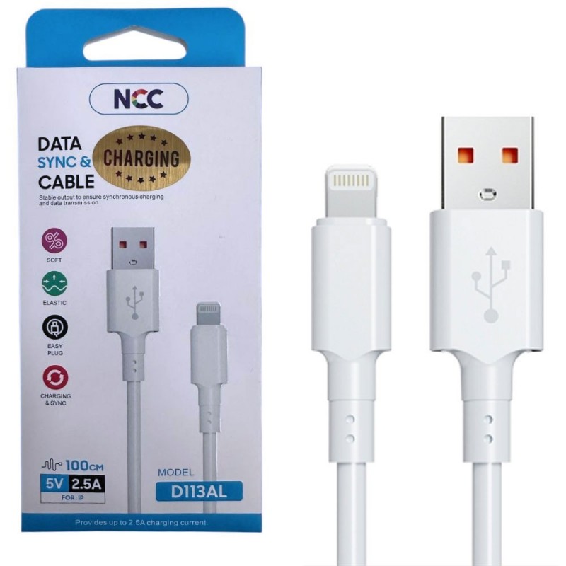 NCC USB-A to Lightning Charging Cable TPE D113AL Charging Data Cable | 1M