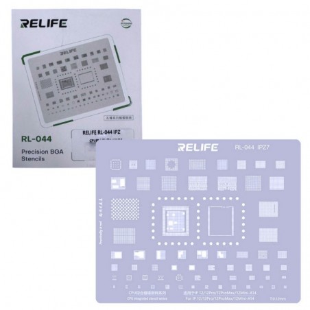Acquista RELIFE RL-044 IPZ7 Tin Steel Stencil per Rigenerazione CHIP IC su CPU per iPhone 12 / Pro / Pro Max / Mini - A14 | 0.12