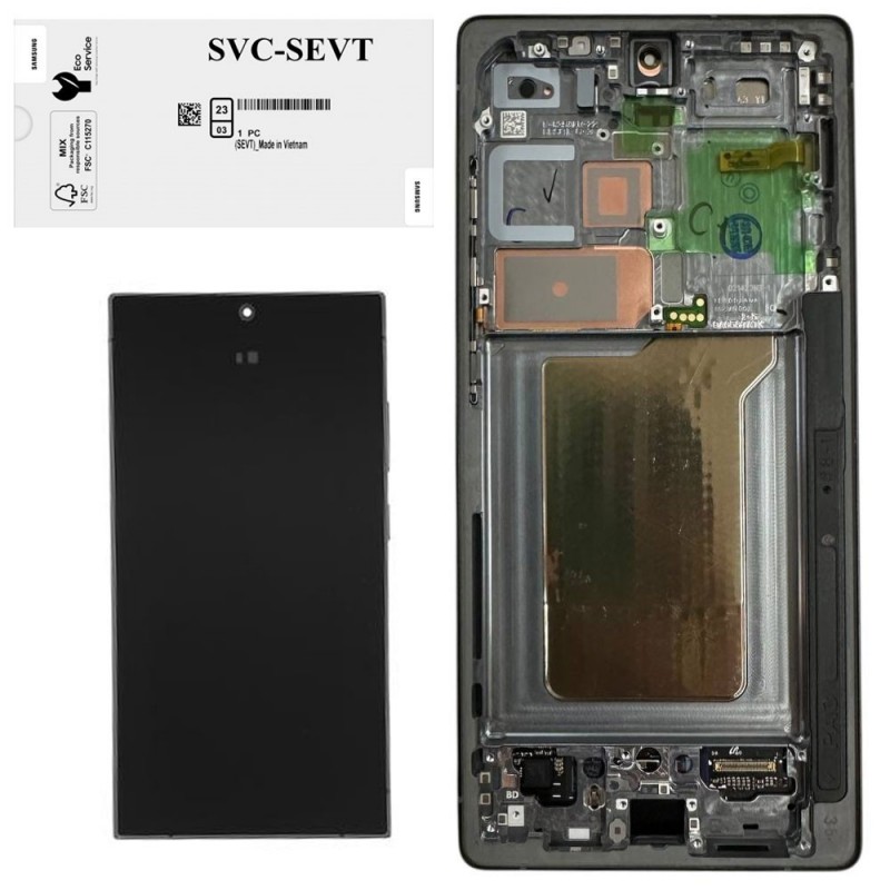 Samsung SERVICE PACK Display LCD ORIGINALE + Frame Per S25 ULTRA 5G 2024 S938 BLACK JET 