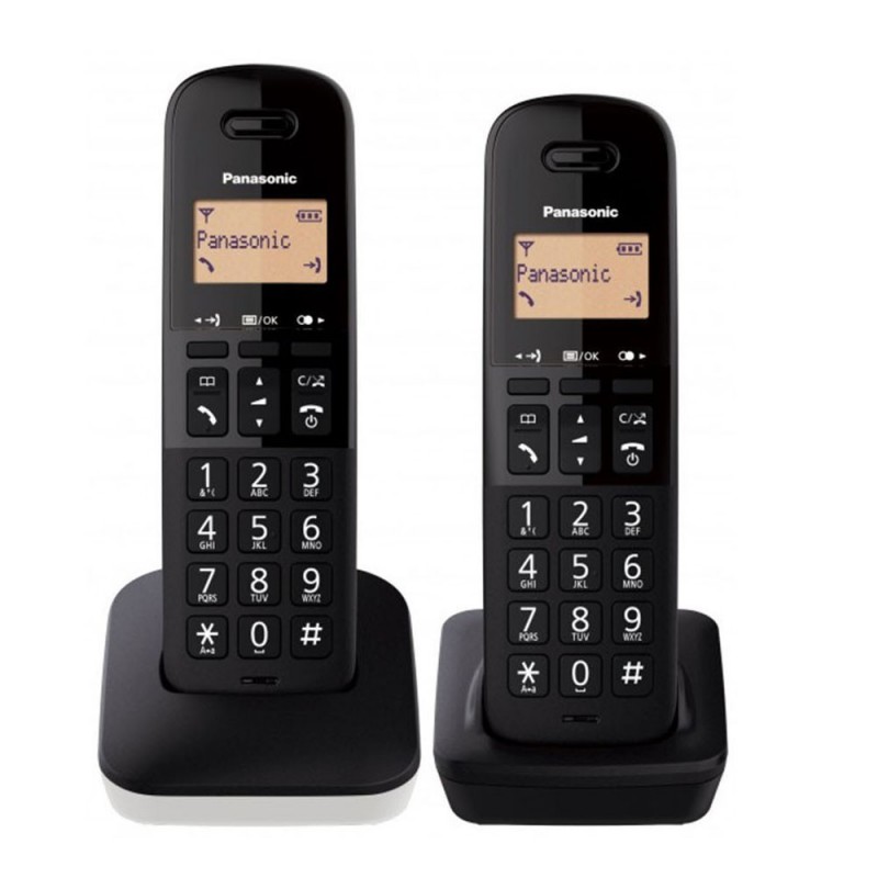 Panasonic Telefono Cordless Doppio KX-TGB612JTW Rubrica 50 Numeri | Nero e Bianco