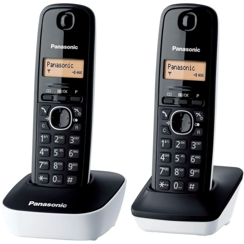 Panasonic KX-TGB612JTW Dual Cordless Phone with 50-Number Address Book | Black and White