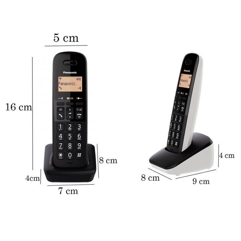 Panasonic Telefono Cordless Doppio KX-TGB612JTW Rubrica 50 Numeri | Nero e Bianco