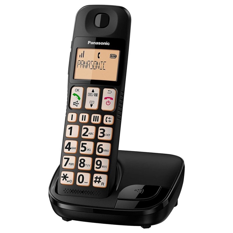 Panasonic Telefono Cordless KX-TGE110JTB con Tasto Grandi e Vivavoce | Nero