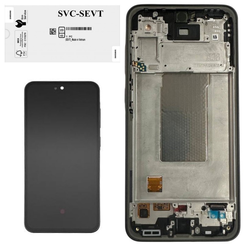 Samsung SERVICE PACK Display LCD ORIGINALE + Frame Galaxy A36 5G 2025 A366 | Nero