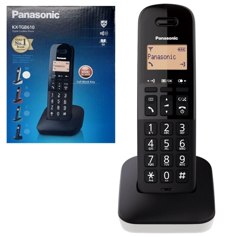 Panasonic KX-TGB610JTW Cordless Phone with 50-Number Phonebook | Black and White Panasonic KX-TGB610JTW Cordless Phone with 50-Number Phonebook | Black and White
