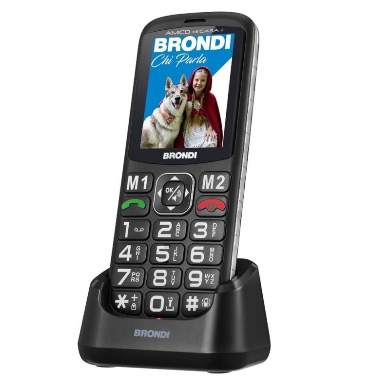 BRONDI Amico di Casa+ Telefono Cellulare Senior DualSim | Nero