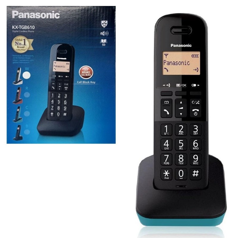 Panasonic Telefono Cordless KX-TGB610JTC Rubrica 50 Numeri | Nero e Blu