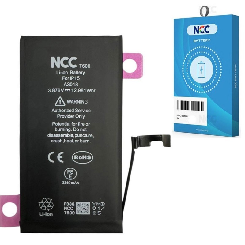 NCC Compatible Battery for Apple iPhone 15 A2846 A3089 A3092 A3090 | ZY Taiwan Chip