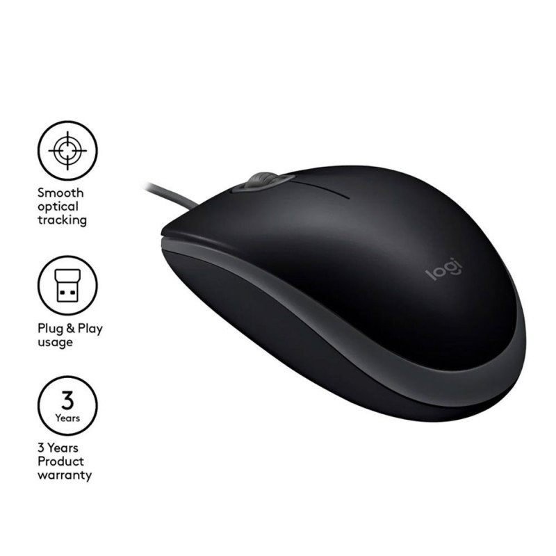  Logitech Mouse OPTICAL B110 1000 dpi 3 USB buttons