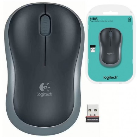 Discover Logitech Mouse Wireless M185 2.4GHz 1000Dpi Ambidestro | Grigio details