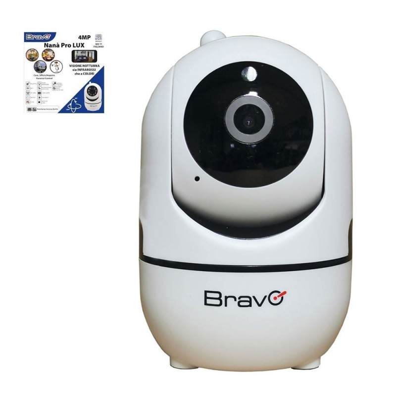 BRAVO NANA' PRO LUX Telecamera Wireless IP WiFi Motorizzata da Interno 4MP Visione Notturna