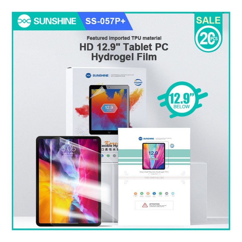 SUNSHINE SS-057P+ Pellicola Idrogel HD Trasparente per IPAD Fino a 12.9'' | 20pz