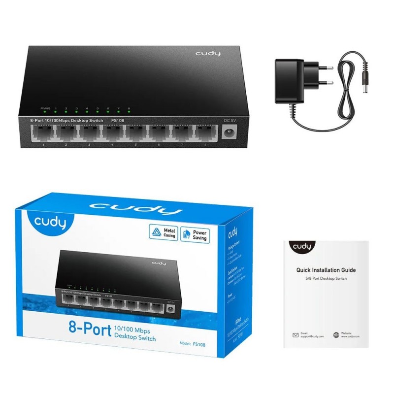 CUDY Network Switch 8 PORT Fast Ethernet 10/100 MBPS CUDY Network Switch 8 PORT Fast Ethernet 10/100 MBPS