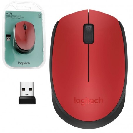 Scopri Logitech M171 Mouse Ambidestro RF Wireless Ottico 1000 DPI | Rosso in dettaglio