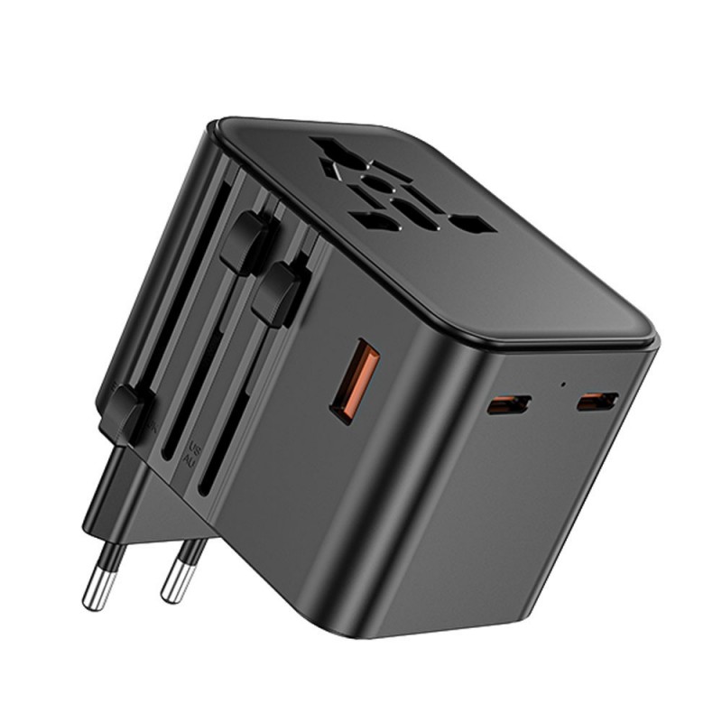 NCC TC003 Travel Charger 25W Caricabatterie da Viggio USB A+C+C | Nero