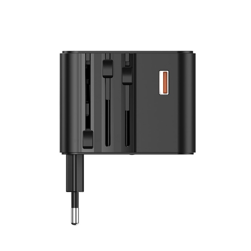 NCC TC003 Travel Charger 25W Caricabatterie da Viggio USB A+C+C | Nero