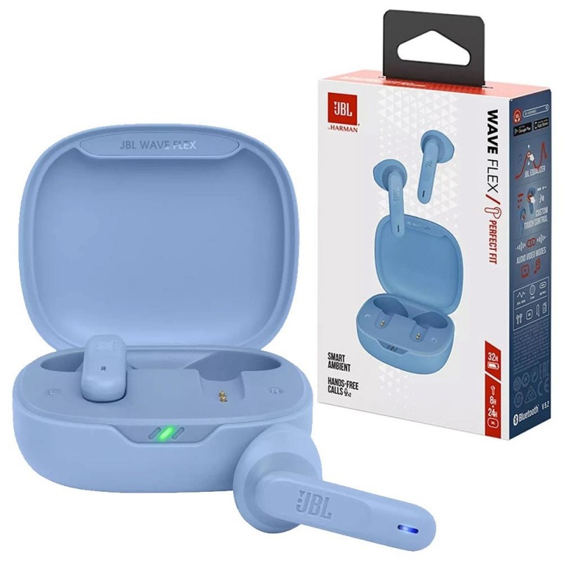 JBL Wave Flex Auricolari Wireless Cuffie In-Ear Bluetooth + Microfono Integrato Deep Bass | Blu