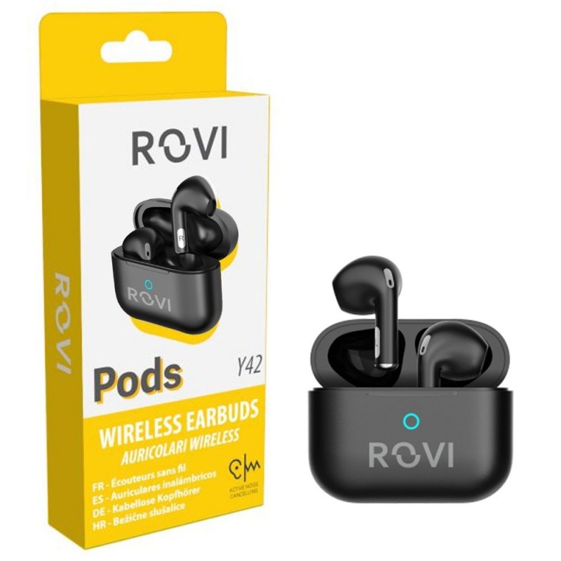 Rovi Y42 PODS True Wireless Bluetooth Earphones with Noise Cancelling Black
