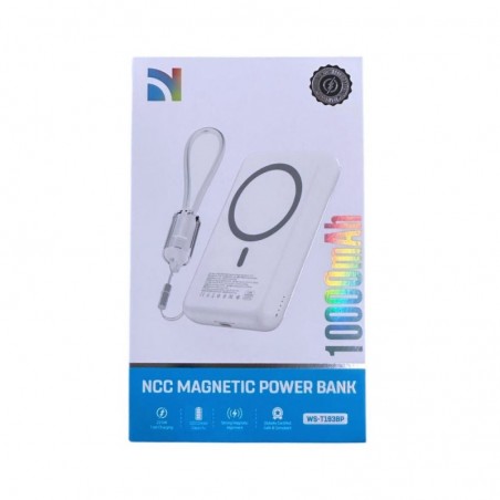NCC Power Bank 10000mAh 22.5W MAGSAFE Fast Charging Bianco | WS-T193BP