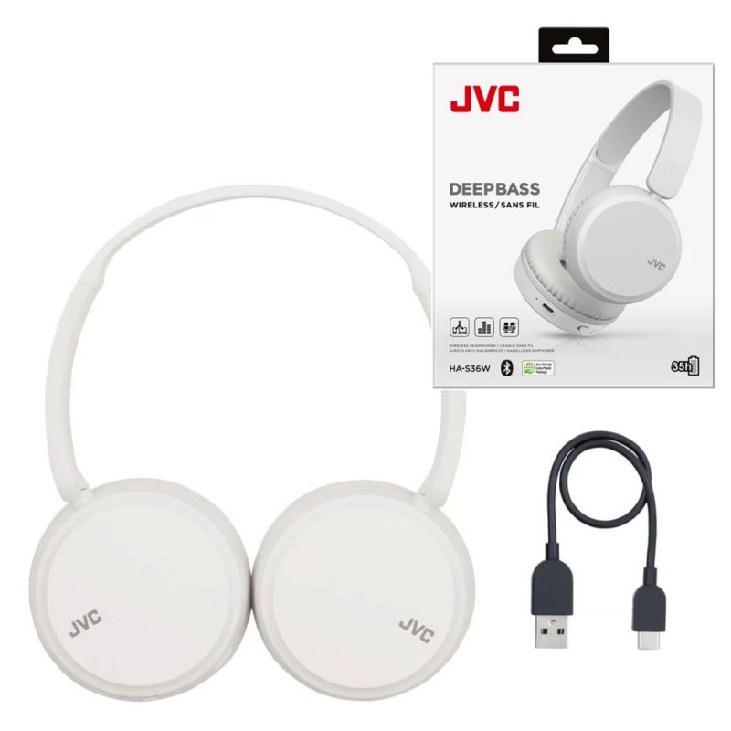 JVC Cuffie DEEPBASS WIRELESS On-Ear Bluetooth HA-S36W-W-U | BIANCO