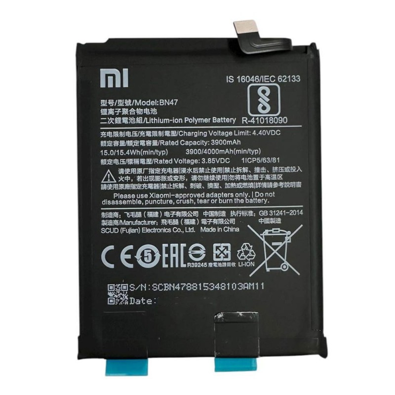  Xiaomi Service Pack Batteria BN47 per MI A2 LITE 4000MAH 