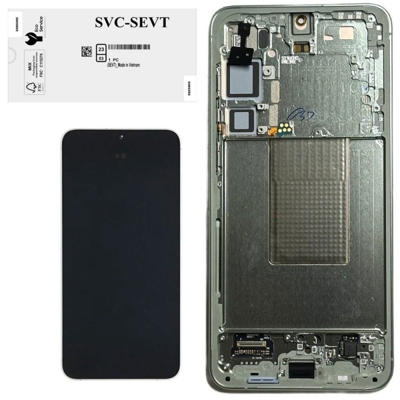 Samsung SERVICE PACK Display LCD ORIGINALE + Frame Per Galaxy S24 Plus 5G 2024 S926 GREEN ASSEMBLED