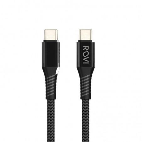 Rovi Fabric Charging Cable SA212 Type-C to Type-C Fabric-Wrapped 60W 1.5m | Black