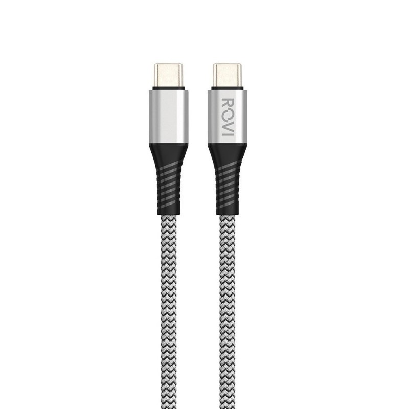 Rovi Fabric Charging Cable SA212 Type-C to Type-C Fabric-Woven 60W 1.5m | Silver