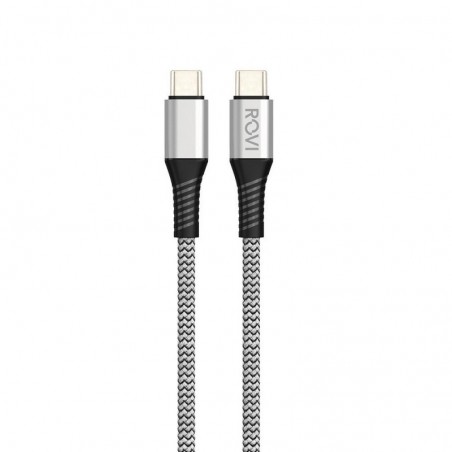 Rovi Fabric Charging Cable SA212 Type-C to Type-C Fabric-Woven 60W 1.5m | Silver