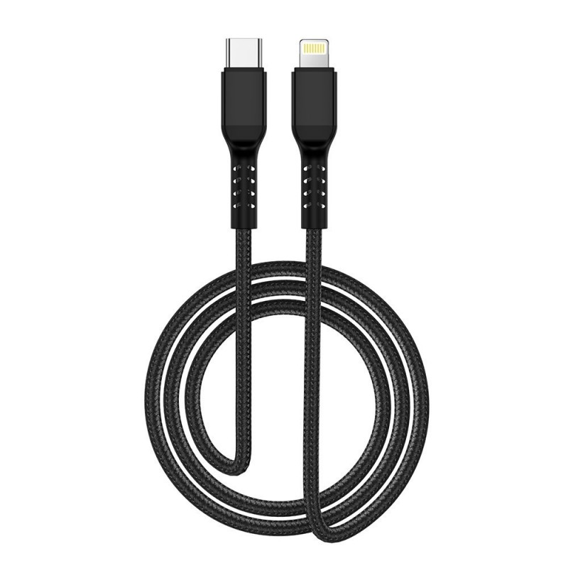 NCC Cavo di Ricarica da USB-C a Lightning D211CL Nylon Charging Data Cable 27W | 2m Nero