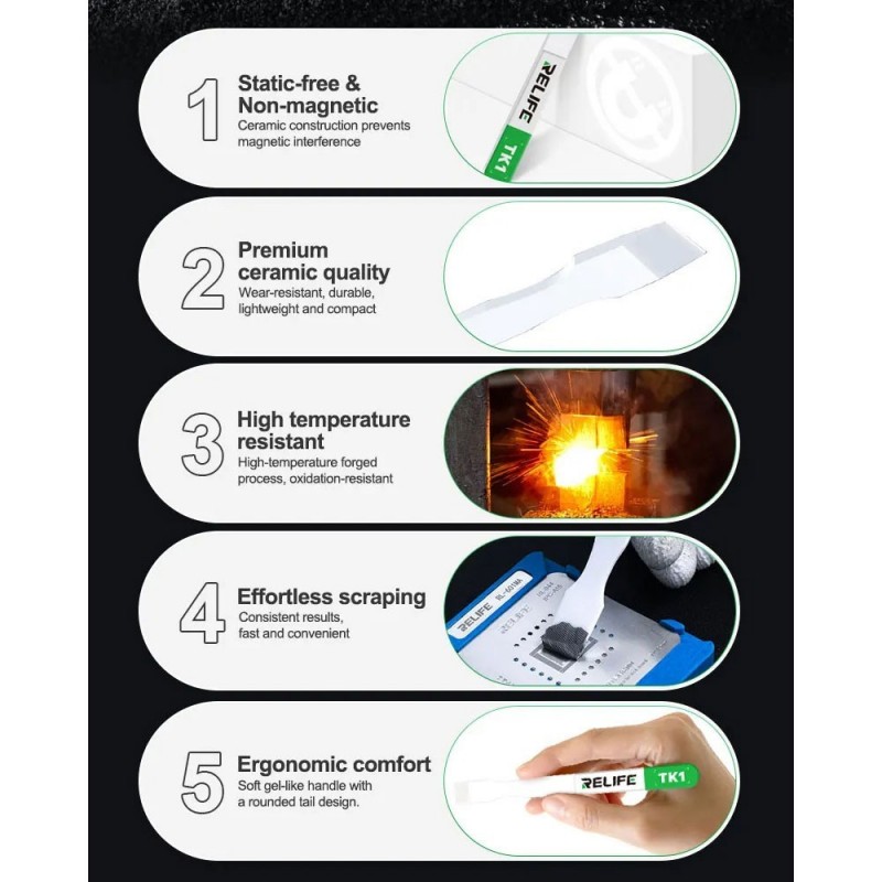 RELIFE TK1 Non-Magnetic Anti-Static Ceramic Scraper