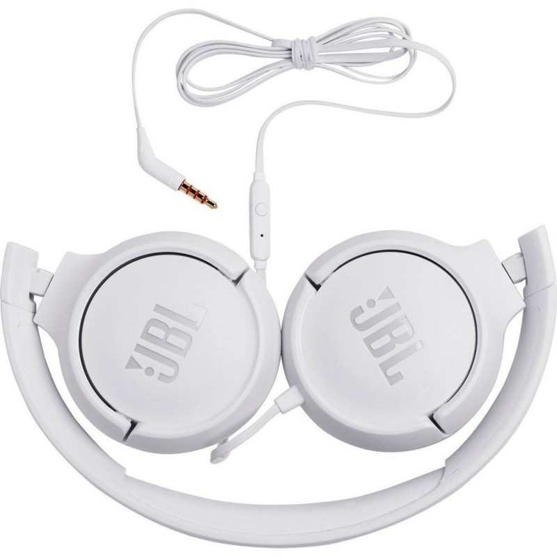 JBL Tune 500 T500 Cuffie Con Filo On-Ear Jack 3.5" Con Comandi e Microfono | Bianco JBL Tune 500 T500 Cuffie Con Filo On-Ear Jack 3.5" Con Comandi e Microfono | Bianco