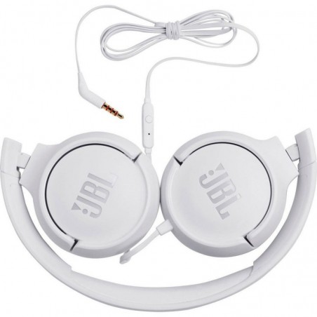 JBL Tune 500 T500 Wired On-Ear Headphones with 3.5" Jack and Controls and Microphone | White