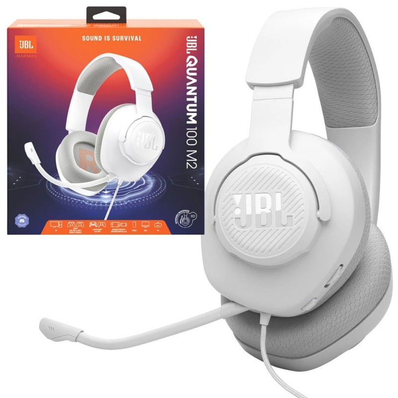 JBL QUANTUM 100 M2 Cuffia Gaming Over-Ear Con Filo | Bianco JBL QUANTUM 100 M2 Cuffia Gaming Over-Ear Con Filo | Bianco