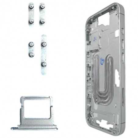 Middle Frame with SIM Tray and Side Buttons for iPhone 16 | White