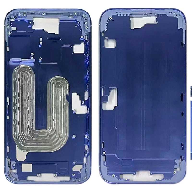 Middle Frame with SIM Tray and Side Buttons for iPhone 16 | Blue