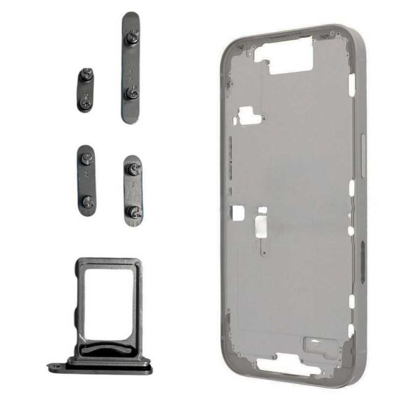 Middle Frame Telaio con Carrello Sim e Tasti Laterali per Apple iPhone 16 Pro | Bianco